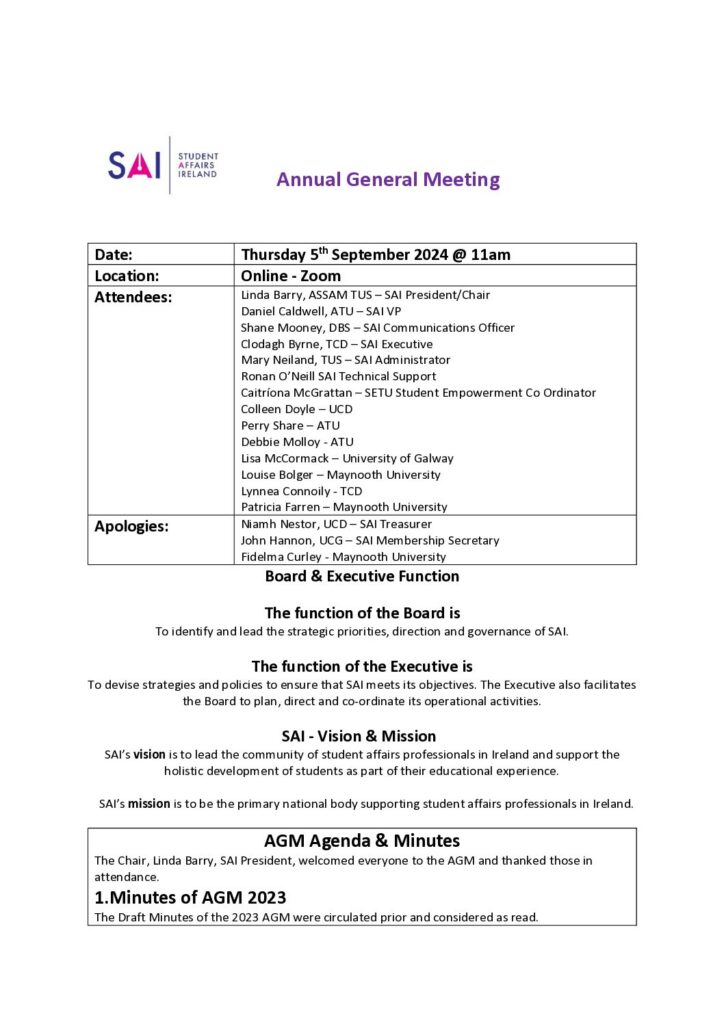 DRAFT SAI AGM Minutes 2024