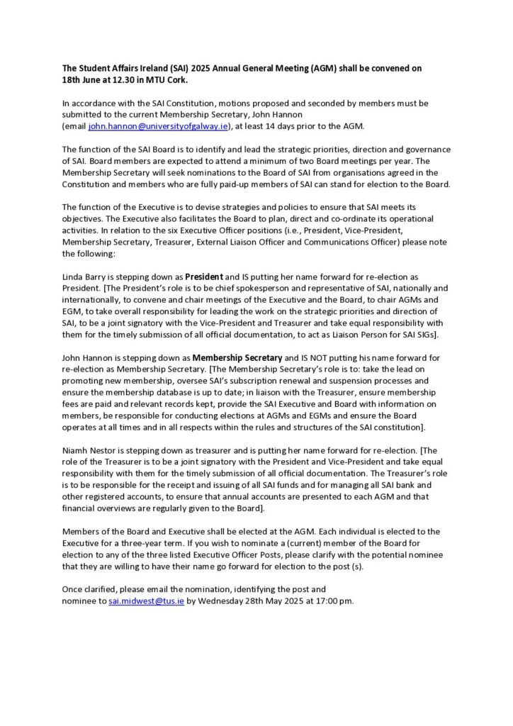 Notification of SAI AGM 2025 Emailed to Members 28 March 2025